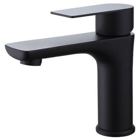 Ahlsen – Robinet de lave-mains noir mat – Mitigeur eau chaude/eau froide – Aérateur en ABS – Poignée ergonomique en alliage de zinc