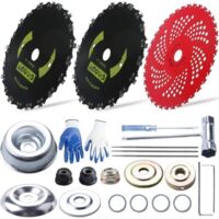 9 in x20 teeth steel round brush blades carbon chainsaw 9 inx36t cutter weed eater blades - kit d'adaptation universel avec 3 limes rondes compatible avec débroussailleuse, coupe-bordure, désherbeur,