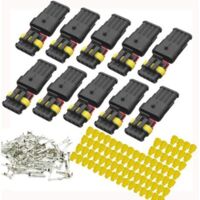 connecteur étanche,10 Kits connecteurs de Fils électriques autobloquants à 4 Broches Marine pour Les connexions de Voiture,Camion,Bateau et Autres Fils