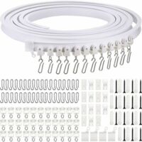 Rail de Rideau Incurvé au Plafond Pliable Support de Rideau de Plafond Flexible Rail Incurvé de Fenêtres Souples pour Tringle à Rideaux avec Crochets de Rideau en Métal (Blanc, 5 m)