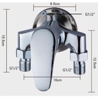 Robinetterie de douche, kit de robinetterie de douche, robinetterie de salle de bain pour chauffe-eau solaires, raccord en laiton apparent pour eau chaude et froide, interrupteur de douche G1/2