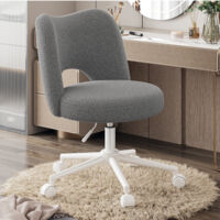 Klyvvo Chaise de Bureau en Roues-capacité charge 150 kg-Chaise de Maquillage en Peluche Respirante-Chaise de Bureau Réglable en Hauteur-Chaise Pivotante pour Chambre-Salon-en Cadeau pour la Famille-15