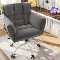 Klyvvo Chaise de Bureau en Roues-capacité charge 150 kg-Chaise avec Tissu Velours-Chaise de Bureau Inclinable & Réglable en Hauteur-Chaise Pivotante pour Chambre-Salon-en Cadeau pour la Famille-Gris