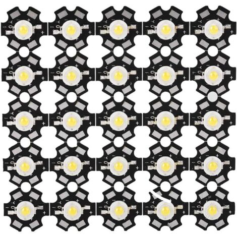 Packung mit 25 Hochleistungs-LED-Chips, 3W Hochleistungs-Lichtquelle, integrierte LED-Chip-Perlenprojektorlampen für Glühbirnen (Warmlichtperlen, 3000-3200K)