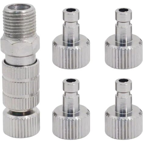 Schnellkupplungs-Adapterset für Airbrushes, 5-teiliges Set mit 1/8-Zoll-Stecker und -Buchse, einstellbarem Steuerventil, Zubehör für Airbrushes und Kompressoren