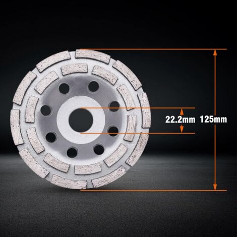 Produktbild von HERZO Diamant-Schleiftopf 125 Mm – 22,2 Mm Bohrung, 16 Segmente, Für Beton, Naturstein, Granit & Fliesenkleber – Für Winkelschleifer