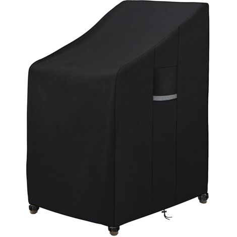 Gartenstuhlabdeckung für 6 stapelbare Stühle, wasserdichte Outdoor-Stuhlabdeckung mit Belüftung, winddicht, UV-beständig, 420D Oxford-Gewebe, Gartenstuhlplane, 65 x 75 x 80/120 cm (1/5)