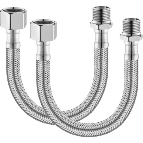 Stück flexible Wasserhahn-Anschlussschläuche, geflochtene Edelstahl-Verlängerungsschläuche für Waschbecken, für Badezimmer- und Toilettenarmaturen sowie Küchenspülen-Wasserzulaufschläuche (30 cm)