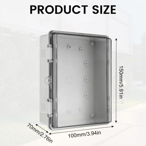 IP65-Anschlussdose, 150 x 100 x 70 mm, wasserdichte Anschlussdose mit transparenter PC-Abdeckung, wasserdichte ABS-Anschlussdose für den Außenbereich