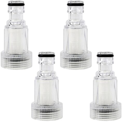4-teiliger Wassereinlassfilter, Wasserfilter für Hochdruckreiniger mit 3/4"-Schnellanschluss, verbessert den Druck und verlängert die Lebensdauer des Reinigers für Gärten und Bewässerungssysteme