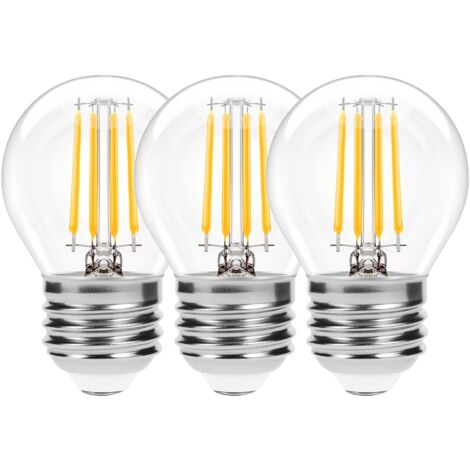 E27 LED-Filamentlampe G45, 2700K warmweiß, 6W Ersatz für 60W Glühbirne, 600 Lumen, nicht dimmbar, Glas Edison Lampen AC220-240V für Kronleuchter, 3 Stück [Energieklasse E] (1/5)