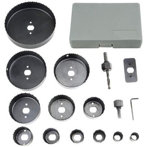 16-teiliges Lochsägen-Set (2 Dorne, 1 Bohrfutter, 12 Sägeblätter und 1 Innensechskantschlüssel) 1,9 cm – 21,2 cm – Ideal für Holzbearbeitung und PVC-Kunststoffplatten