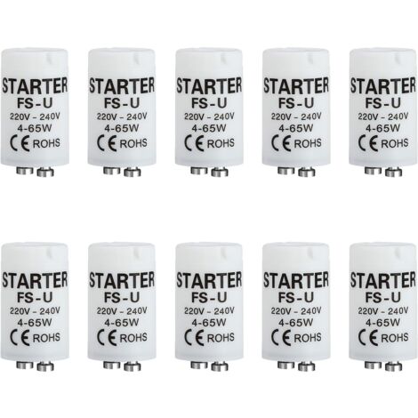 10-teiliges Neon-Starterset, universelle 4-65W 220-240V LED-Leuchtstofflampenstarter, kompatibel mit Leuchtstoff- und Neonröhren, sofortiger und effizienter Start, ideal für Zuhause und Büro