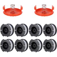 8er-Packung Trimmerfadenspulen, kompatibel mit Black & Decker Trimmern, A6481 A6485, 1,65 mm und 9,144 m Länge (8 Trimmerfäden, 2 Schutzkappen, 2 Federn)