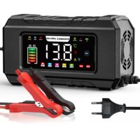 15-A-Autobatterieladegerät, 12-V-/24-V-Ladegerät für Elektroautos mit intelligenter Speicherfunktion, Schutz vor versehentlicher Bedienung, 9 Ladestufen, Motorrad-LiFePO4-Batterieladegerät mit LCD-Bil