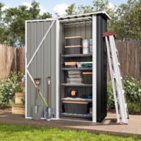 Aoxun Abri de Jardin Métallique, Porte Verrouillable, Abri d'Extérieur Armoire, Robuste et Antirouille, Abri à Outils avec Toit en Pente, Noir, 88 x 61 x 164 cm