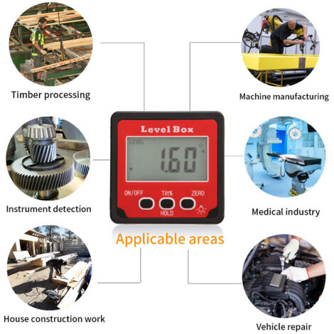 Boîte De Niveau Numérique, Détecteur D'angle Numérique, Rapporteur Magnétique Portable De Haute Précision, Inclinomètre, Jauge D'angle Pour Le Travail Du Bois, La Menuiserie, Le