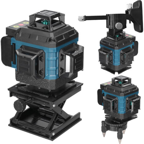 Niveau laser multifonctionnel à 16 lignes, projecteur de lignes vertes haute précision, nivellement automatique à 3 degrés, avec système de compensation d'amortissement magnétique.