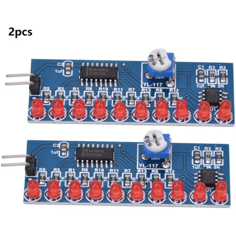 Kit de circuit électronique DIY comprenant 2 modules lumineux LED NE555+CD4017 à effet de chenillard et d'écoulement d'eau