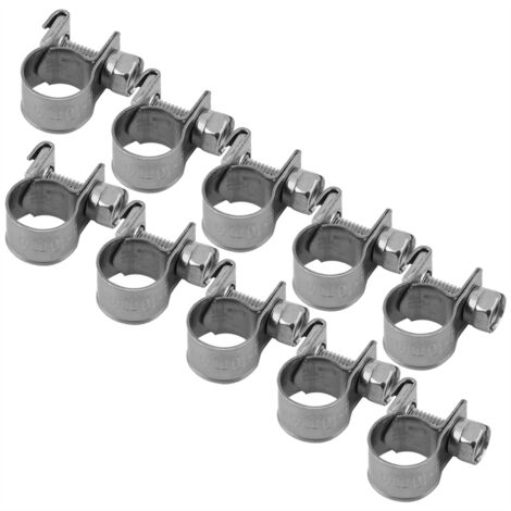 Lot de 10 mini colliers de serrage en acier inoxydable pour tuyaux de carburant, diamètre au choix : 6 à 20 mm.