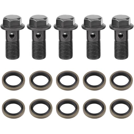 Lot de 5 vis banjo et rondelles pour maître-cylindre d'étrier de frein de moto M10 x 1,0 mm