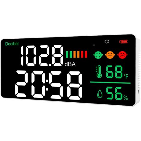 Sonomètre LED mural WiFi 2,4 GHz 11 pouces avec affichage de la température, de l'humidité et de l'heure pour Tuya