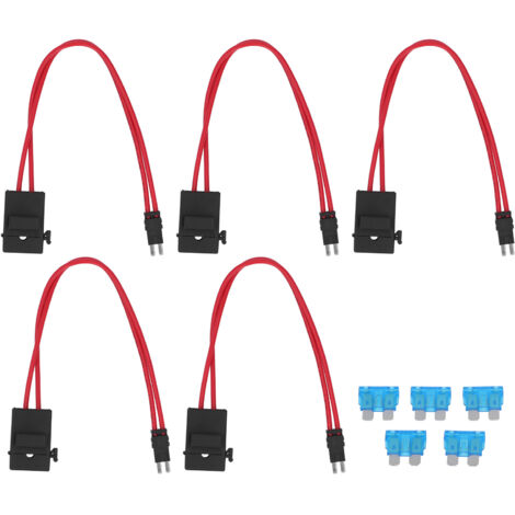 Lot de 5 porte-fusibles pour voiture, mini rallonge de câble robuste pour véhicule ATM 20A 16AWG avec 5 fusibles, ACM, pieds longs de 9,1 mm (1/5)