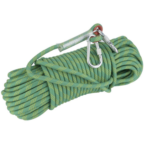 Corde D'escalade Alomejor – 12 Mm, Résistance 2100 Kg, Polyester, Avec Mousqueton – Longueurs 10 M Ou 20 M
