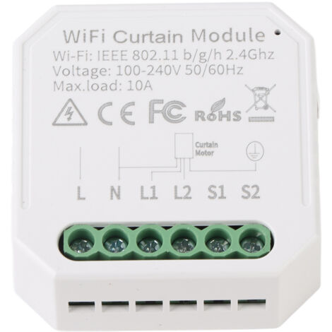 Module de commande intelligent pour rideaux 10 A Commande vocale WiFi Module de commutation bidirectionnel pour rideaux et stores pour Tuya Smart White (1/5)