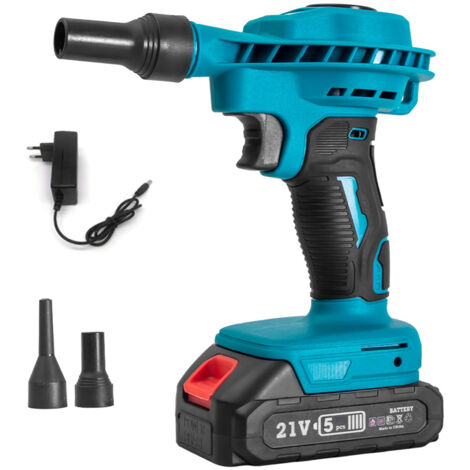 Sèche-cheveux compact lithium-ion 21 V, souffleur domestique pour éliminer la poussière, souffleur de feuilles sans fil, avec batterie et chargeur (1/5)