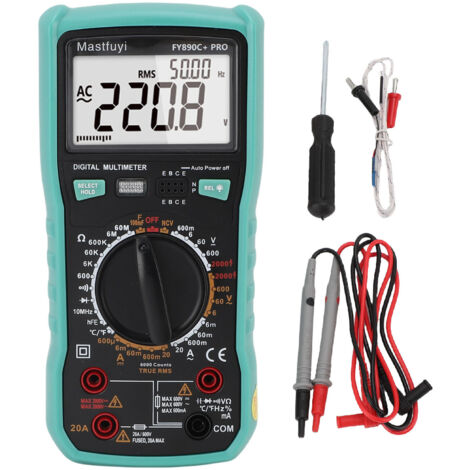 Multimètre numérique 6000 points Testeur électrique 2000 V Tension Courant Capacité Valeur résistive Test de diodes et triodes (1/5)