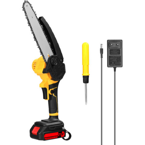 Scie électrique portable 21 V de pour l'élagage, tronçonneuse compacte pour fendre le bois, scie à main au lithium-ion avec batterie et chargeur,1 batterie,20 cm