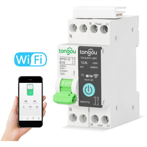 Disjoncteur intelligent Wi-Fi Tuya, contrôle à distance via une application mobile, surveillance à distance des appareils domotiques, compatible avec la commande vocale Alexa