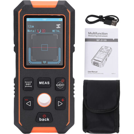 Détecteur mural avec télémètre et niveau numérique, détecteur de montants rechargeable, Détecteur de métaux, Métal et Câbles sous tension, portée de 40 m, 12 modes de mesure, signal sonore (1/5)