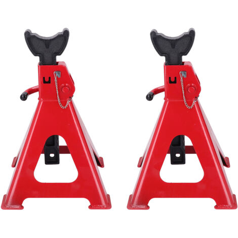 Lot de 2 chandelles de levage en acier robuste pour voiture, capacité de 6 tonnes, hauteur réglable (1/5)