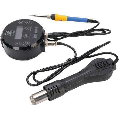 Kit de station de soudage 2 en 1 avec affichage numérique et station de réparation à air chaud, comprenant 3 buses à air chaud pour l'électronique, prise UE 220 V