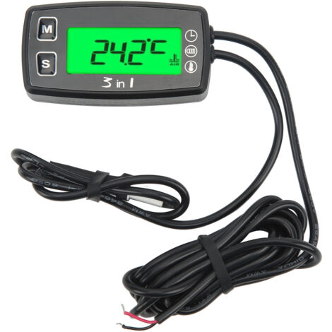 Compteur de temps numérique 3 en 1 avec voltmètre et thermomètre, étanche IP67, pour quad