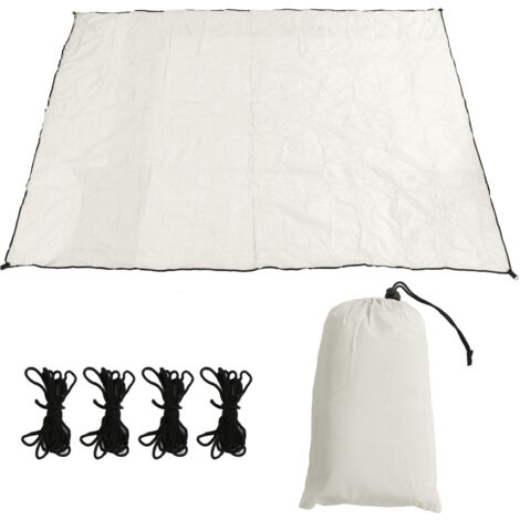 Auvent en toile et acier inoxydable, rectangulaire 2 x 3 m, avec quatre cordes, pour cour, pelouse ou jardin, blanc (1/5)