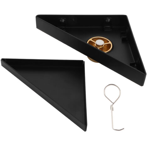 Ensemble de siphon de sol, siphon de lavabo triangulaire encastré en acier inoxydable 304, pour salle de bains, noir (1/5)