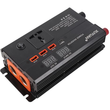 Convertisseur de courant pour voiture 3000 W, 12 V à 220 V, avec écran LCD, port USB et prises allume-cigare