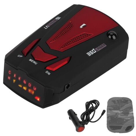 Détecteur de radar laser V7 pour voiture, avec alerte vocale de sécurité de vitesse, couverture GPS à 360 degrés sur 16 bandes de fréquence (rouge) (1/5)