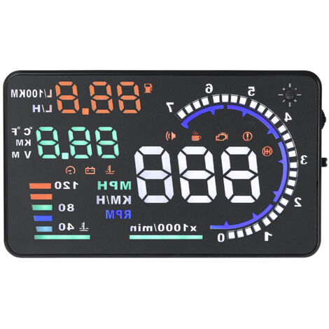Écran HUD OBD II pour voiture A8 5,5 pouces, écran réfléchissant pour pare-brise, affichage de la vitesse
