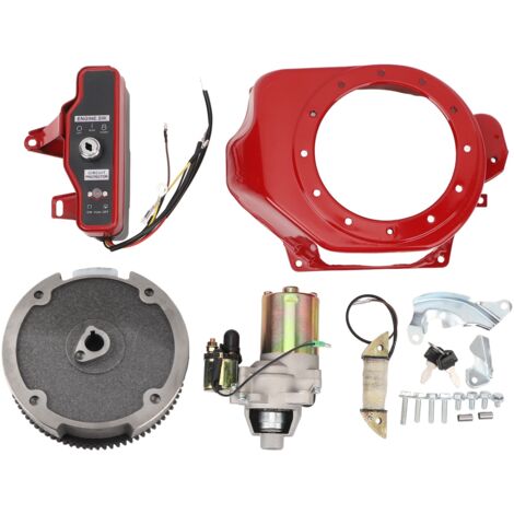 Kit de démarrage électrique : interrupteur de démarrage plus souple, démarreur, allumage et couvercle de volant moteur pour Honda moteurs 4 temps GX160, GX200 de 5,5 CV et 6,5 CV