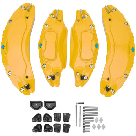 Lot de 4 caches d'étriers de frein en alliage d'aluminium pour Tesla Model 3, jantes de 18 et 19 pouces, couleur jaune (1/5)