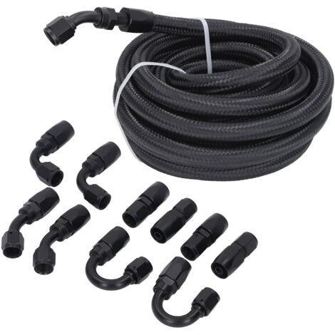 Kit de raccords pour conduite de carburant 6AN : tuyau de 6 m, 10 raccords en aluminium anodisé noir, 500 psi, universel pour voitures et bateaux (1/5)