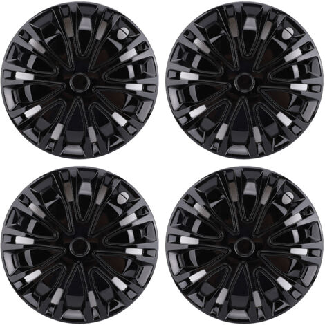 Lot de 4 enjoliveurs de 15 pouces,montage universel par encliquetage Enjoliveurs pour jantes R15 adaptés à la plupart des voitures, camions et SUV noir (1/5)