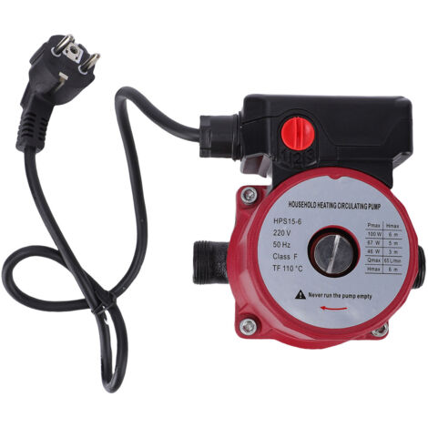 Pompe de recirculation d'eau chaude 65 l/min, 46 W, 67 W, 100 W, 3 vitesses, pompe de circulation blindée pour système de chauffage, raccord NPT 1 pouce, raccord 3/4 pouce, prise européenne 220 V (1/5)