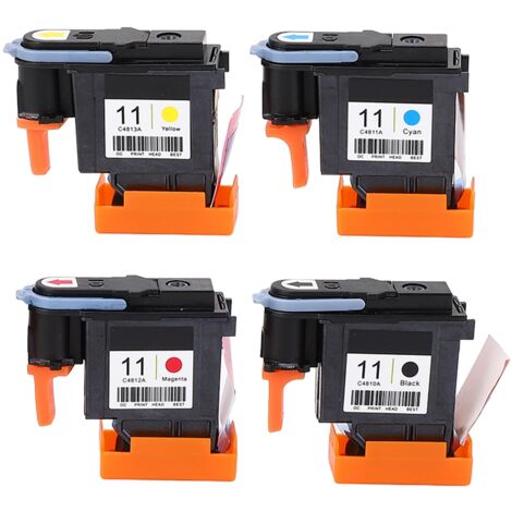 Lot de 4 têtes d'impression (magenta, noir, cyan, jaune) de rechange pour imprimantes HP Designjet 100, 110, 111, 500, 510, 800, 813 et 850 (1/5)