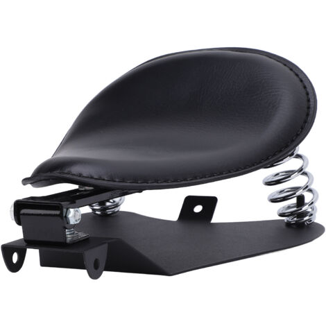 Selle solo pour moto avec kit de fixation à ressort, en simili cuir, soutien solide, montage universel, pour motos rétro, noir (1/5)