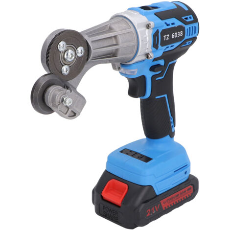 Cisaille à métaux sans fil, cisaille électrique 21 V, 3 niveaux de puissance, rechargeable, tête pivotante à 360°, alimentation 100-240 V, prise européenne (1/5)